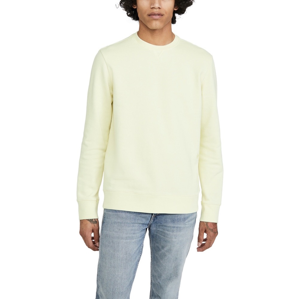 Club Monaco Garment Dyed Essential Sweatshirt In Pastel Yellow Size Large Casual
